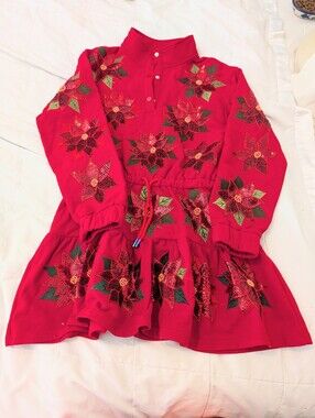 Queen Of Sparkles Red Poinsettia Mini Dress